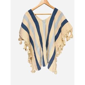 Nativa‎ Women’s Poncho Top OSFM Ethnic Southwestern Tribal Fringe